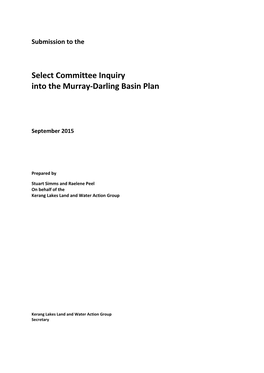 Select Committee Inquiry Into the Murray-Darling Basin Plan