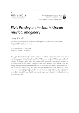 Elvis Presley in the South African Musical Imaginary