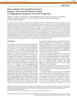 Microcephaly with Simplified Gyration, Epilepsy, and Infantile