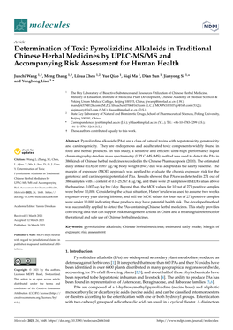 Determination of Toxic Pyrrolizidine Alkaloids in Traditional Chinese Herbal Medicines by UPLC-MS/MS and Accompanying Risk Assessment for Human Health
