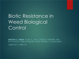 Biotic Resistance in Weed Biological Control