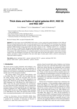 Thick Disks and Halos of Spiral Galaxies M 81, NGC 55 and NGC 300