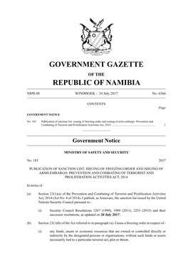 Government Gazette Republic of Namibia