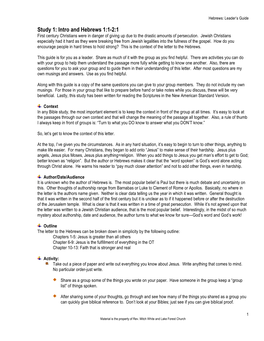 Study 1: Intro and Hebrews 1:1-2:1 First Century Christians Were in Danger of Giving up Due to the Drastic Amounts of Persecution