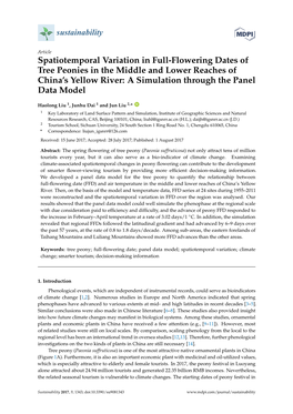 Spatiotemporal Variation in Full-Flowering Dates of Tree Peonies in the Middle and Lower Reaches of China’S Yellow River: a Simulation Through the Panel Data Model