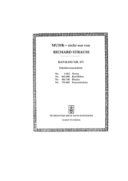 MUSIK – Nicht Nur Von RICHARD STRAUSS