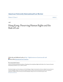 Hong Kong: Preserving Human Rights and the Rule of Law