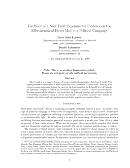 Field Experimental Evidence on the Effectiveness of Direct Mail in A