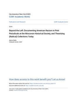 Documenting American Racism in Print Periodicals at the Wisconsin Historical Society, and Theorizing (Radical) Collections Today
