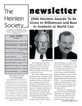 2006 Heinlein Awards to Be Given to Williamson and Bear in Anaheim At