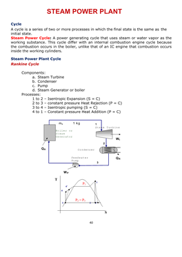 Steam Power Plant Cycle Rankine Cycle