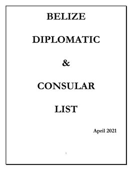 Belize Diplomatic & Consular List