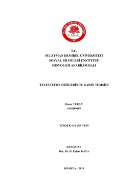 T.C. Süleyman Demirel Üniversitesi Sosyal Bilimleri Enstitüsü Sosyoloji Anabilim Dali