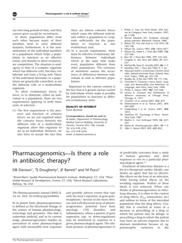 Pharmacogenomics—Is There a Role in Antibiotic Therapy?