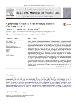 A Generalized Mechanical Model for Suture Interfaces of Arbitrary Geometry