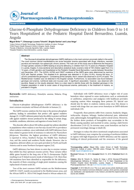 Glucose-6-Phosphate Dehydrogenase Deficiency In