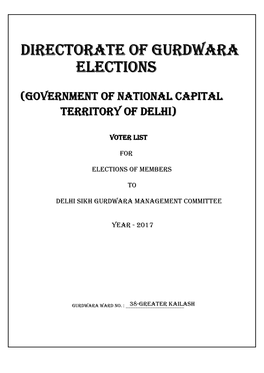 GREATER KAILASH DIRECTORATE of GURDWARA ELECTIONS (GNCTD) Part No