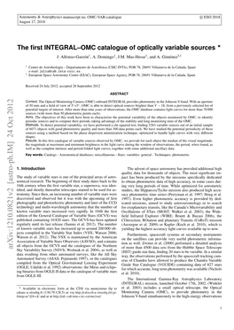 The First INTEGRAL-OMC Catalogue of Optically Variable Sources