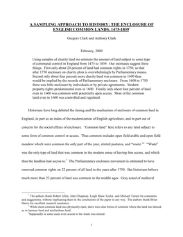 The Enclosure of English Common Lands, 1475-18391