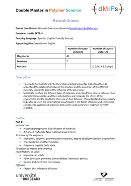 Materials Science (6 ECTS)