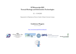 El'manuscript 2021 Textual Heritage and Information Technologies Conference Program