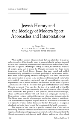 Jewish History and the Ideology of the Modern Sport