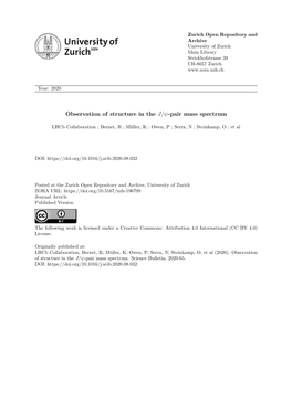 Observation of Structure in the -Pair Mass Spectrum