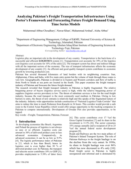 Analyzing Pakistan's Freight Transportation Infrastructure Using