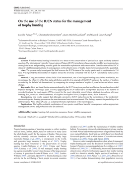 On the Use of the IUCN Status for the Management of Trophy Hunting