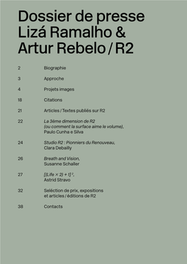 1 Dossier De Presse Lizá Ramalho & Artur Rebelo / R2