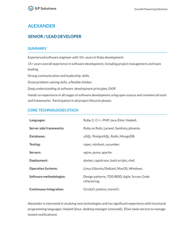 CV Senior Software Developer