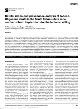 Oligocene Strata in the South Sistan Suture Zone, Southeast Iran: Implications for the Tectonic Setting