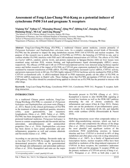 Assessment of Feng-Liao-Chang-Wei-Kang As a Potential Inducer of Cytochrome P450 3A4 and Pregnane X Receptors