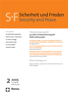 Sicherheit Und Frieden Security and Peace