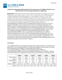 (LC-HRMS) Method for the Determination of Six Nitrosamine Impurities in ARB Drugs