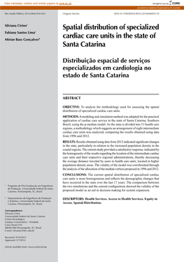 Spatial Distribution of Specialized Cardiac Care Units in The