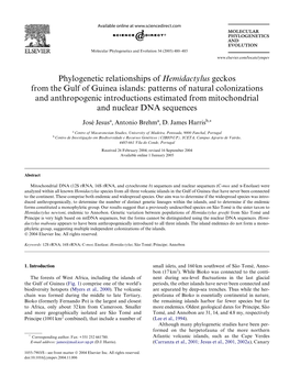 Phylogenetic Relationships of Hemidactylus Geckos from the Gulf