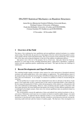 09W5055 Statistical Mechanics on Random Structures
