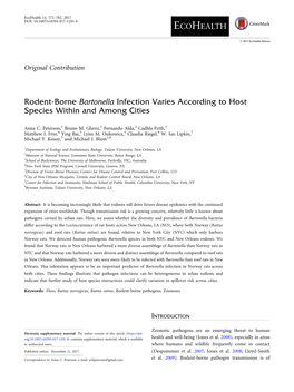 Rodent-Borne Bartonella Infection Varies According to Host Species Within and Among Cities