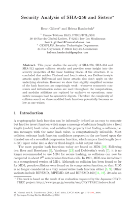 Security Analysis of SHA-256 and Sisters