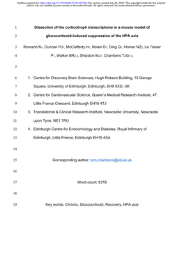 Dissection of the Corticotroph Transcriptome in a Mouse Model Of