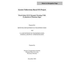 Dynamic Warming VMS Evaluation of Montana Signs