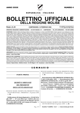 Bollettino Ufficiale Della Regione Molise