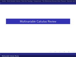 Multivariable Calculus Review