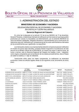 Boletín Oficial De La Provincia De Valladolid Núm