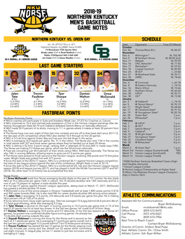 2018-19 Northern Kentucky Men's Basketball Game