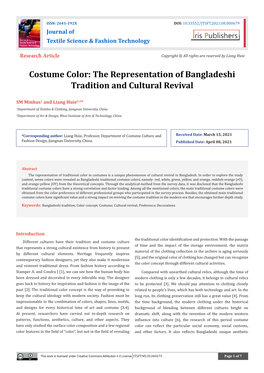 Costume Color: the Representation of Bangladeshi Tradition and Cultural Revival