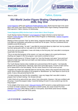 ISU World Junior Figure Skating Championships 2020, Day One