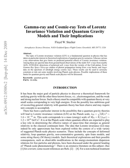 Gamma-Ray and Cosmic-Ray Tests of Lorentz Invariance Violation And