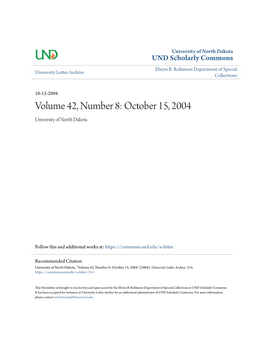 October 15, 2004 University of North Dakota